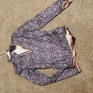 1/4 zip shirt Medium Paynes gray & white with orange trim